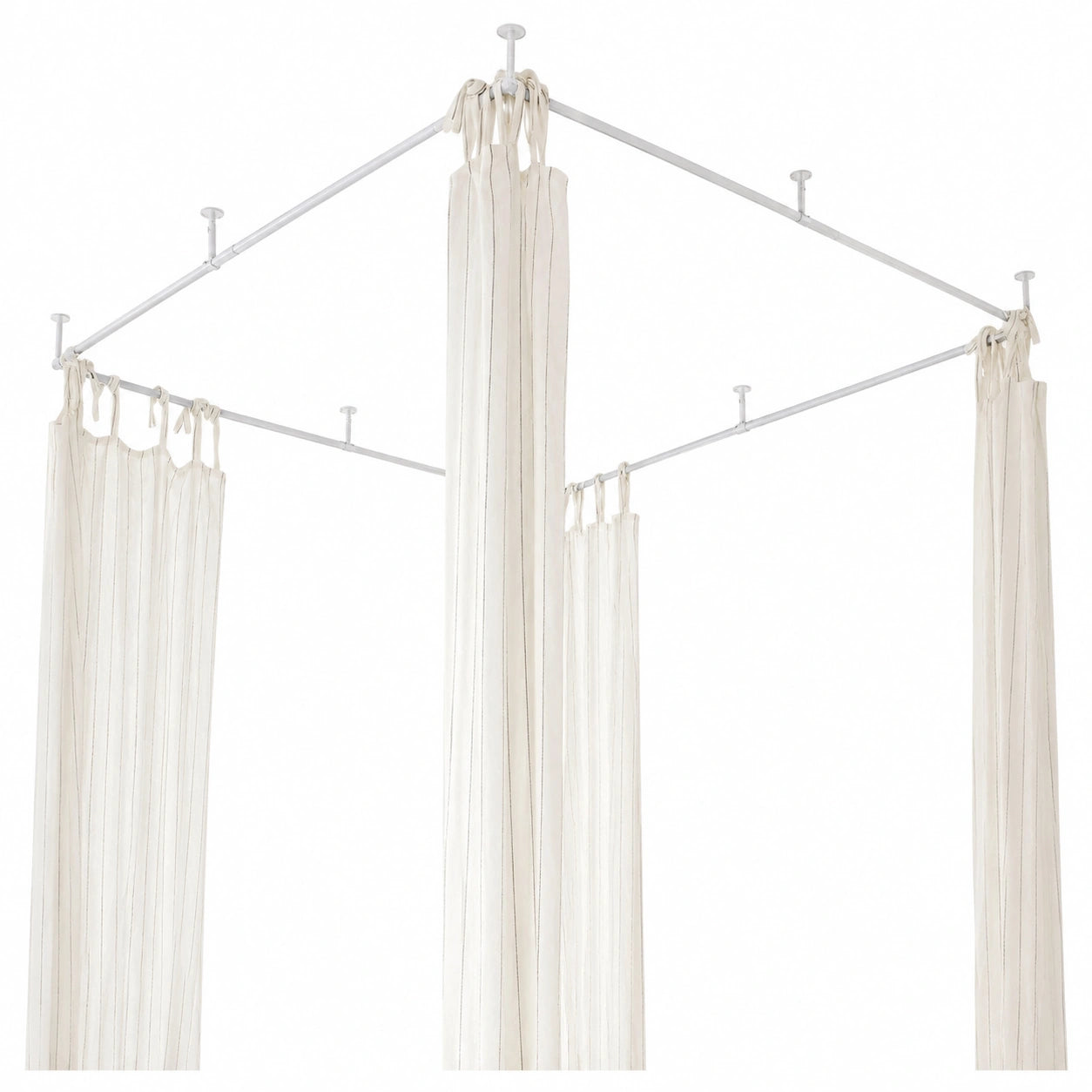 Loberon Romantisches Betthimmel Giroux, Antikweißes Eisen, Ausziehbar bis 200 cm, Elegantes Design