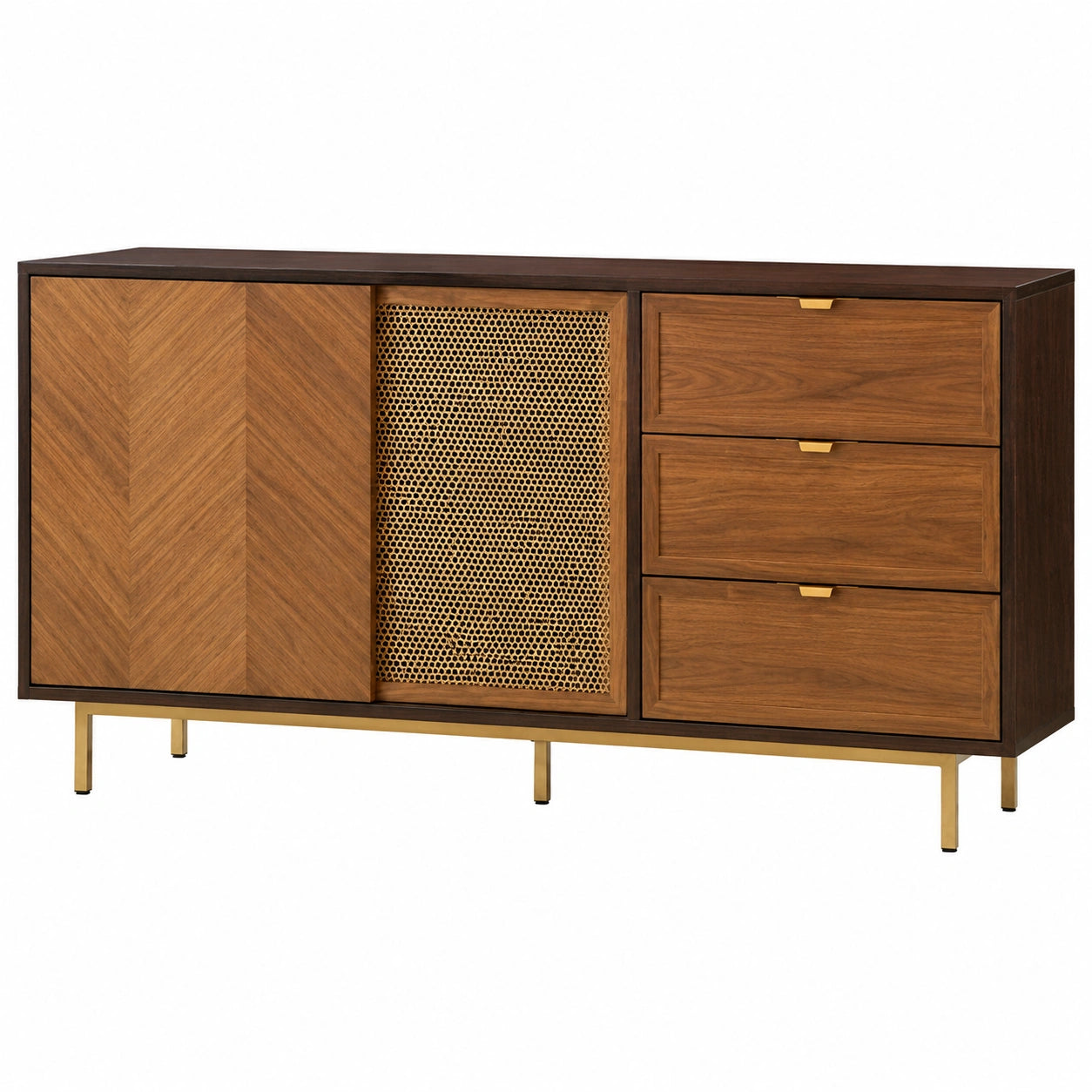 Nussbaum Sideboard Retro-Stil für Wohnzimmer & Café