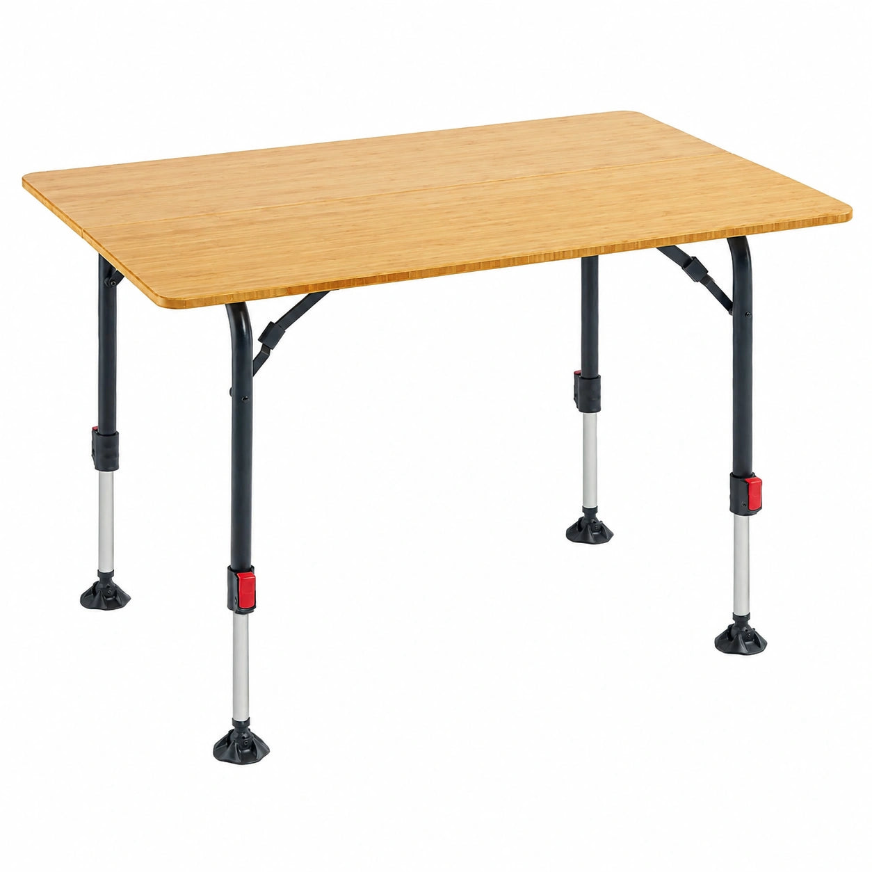 Höhenverstellbarer Klapptisch aus Bambus mit Aluminiumrahmen, inkl. Tragetasche, 100 x 70 cm, ideal für Camping und Outdoor