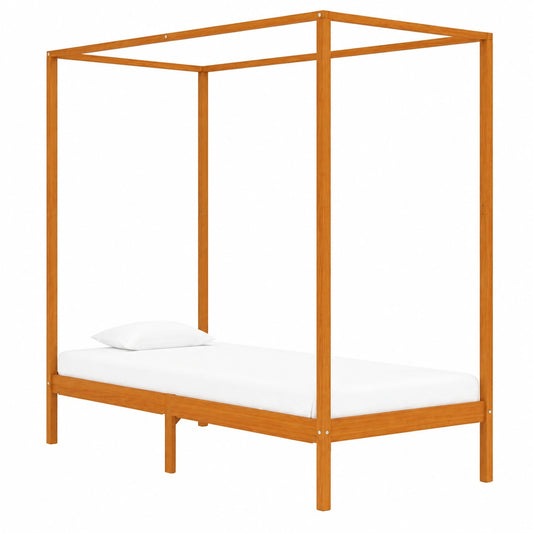 Holzbett Homgoday aus Kiefernholz, 100x200 cm, Braun, mit Lattenrost