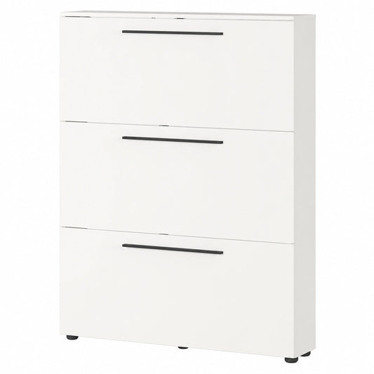 Schmaler Schuhschrank für 12 Paar Schuhe, ideal für enge Flure, weiß, 100 x 129 x 19 cm