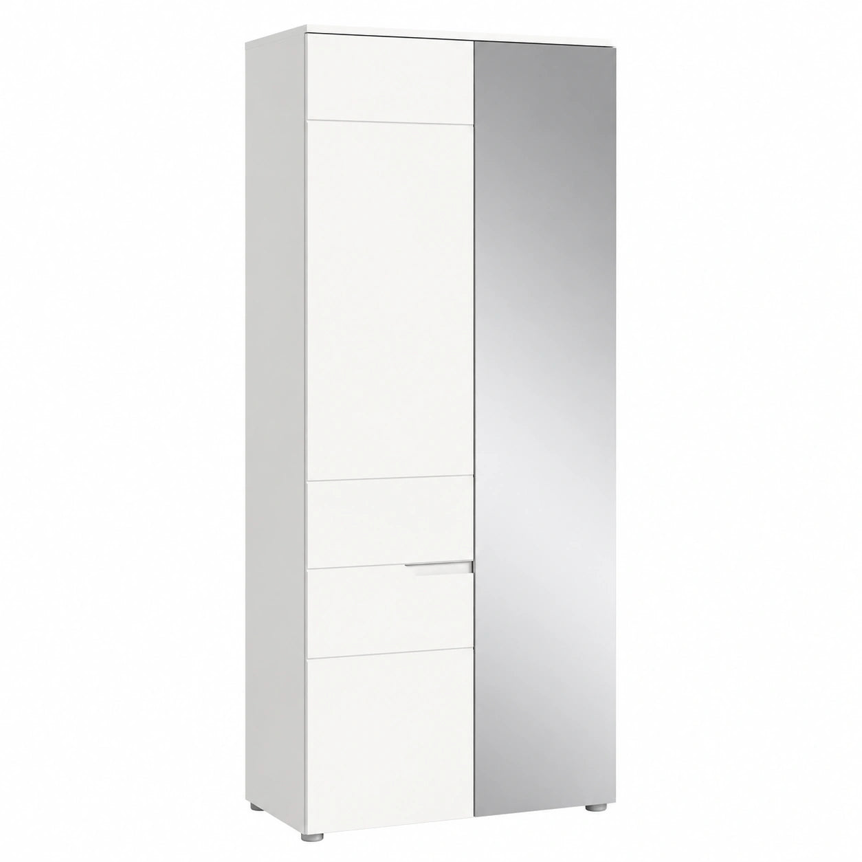 Moderner Garderobenschrank Solero in Weiß Hochglanz - 68x193x37 cm - Robustes Design für stilvolle Flure