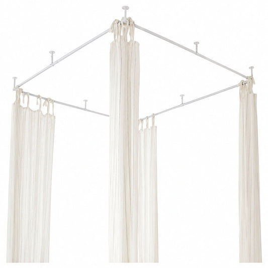 Loberon Romantisches Betthimmel Giroux, Antikweißes Eisen, Ausziehbar bis 200 cm, Elegantes Design