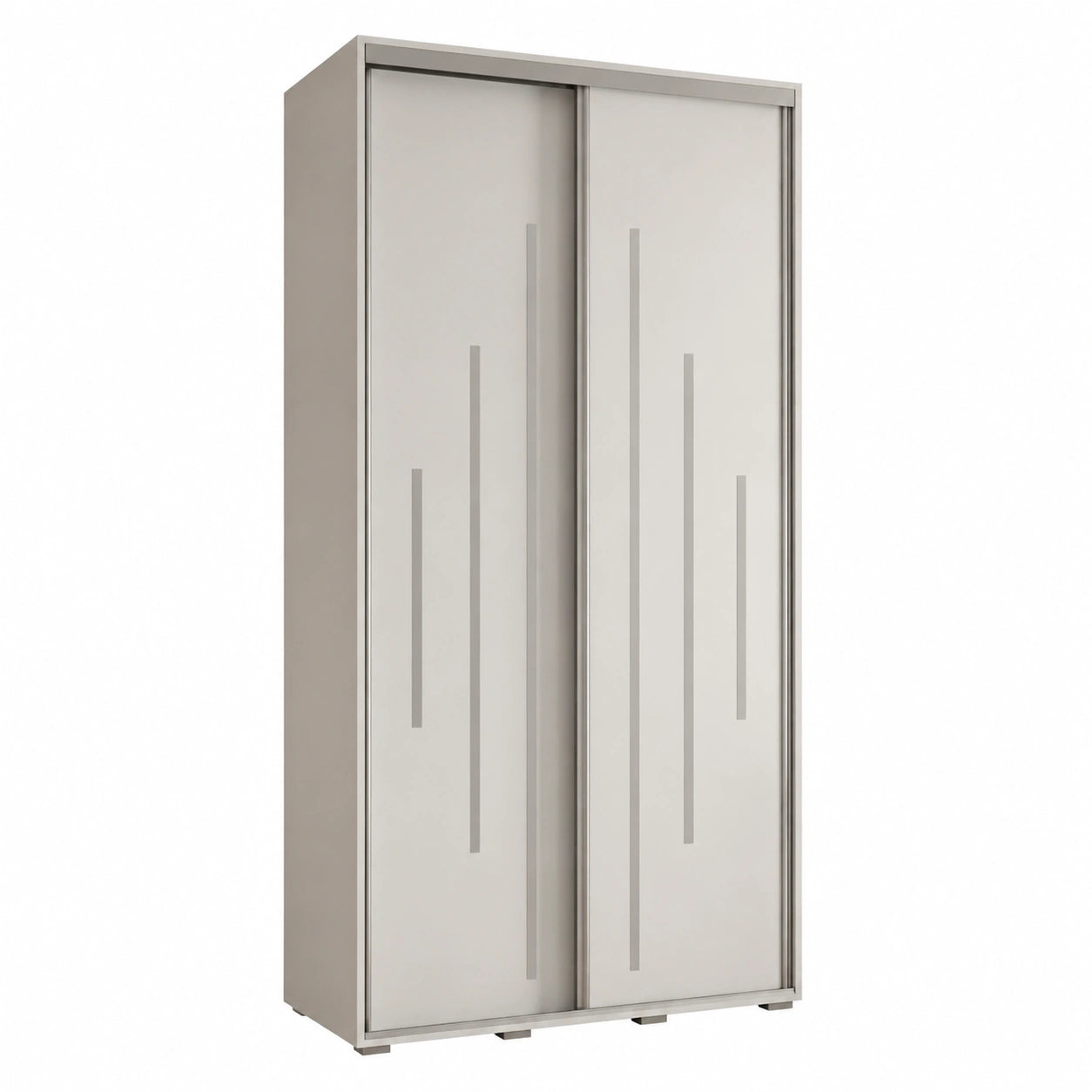 Moderner Schlafzimmerschrank mit Schiebetüren und Regal, Weiß/Silber, 240x120x60 cm