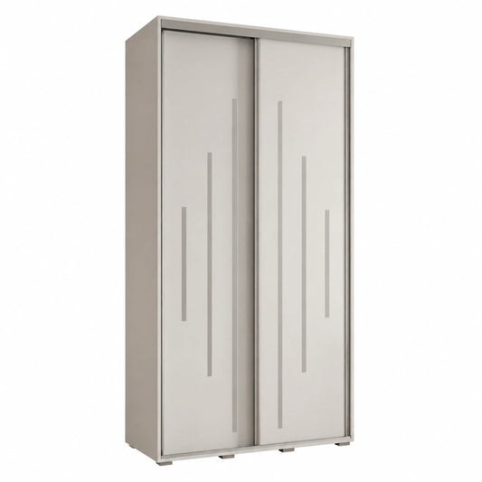 Moderner Schlafzimmerschrank mit Schiebetüren und Regal, Weiß/Silber, 240x120x60 cm