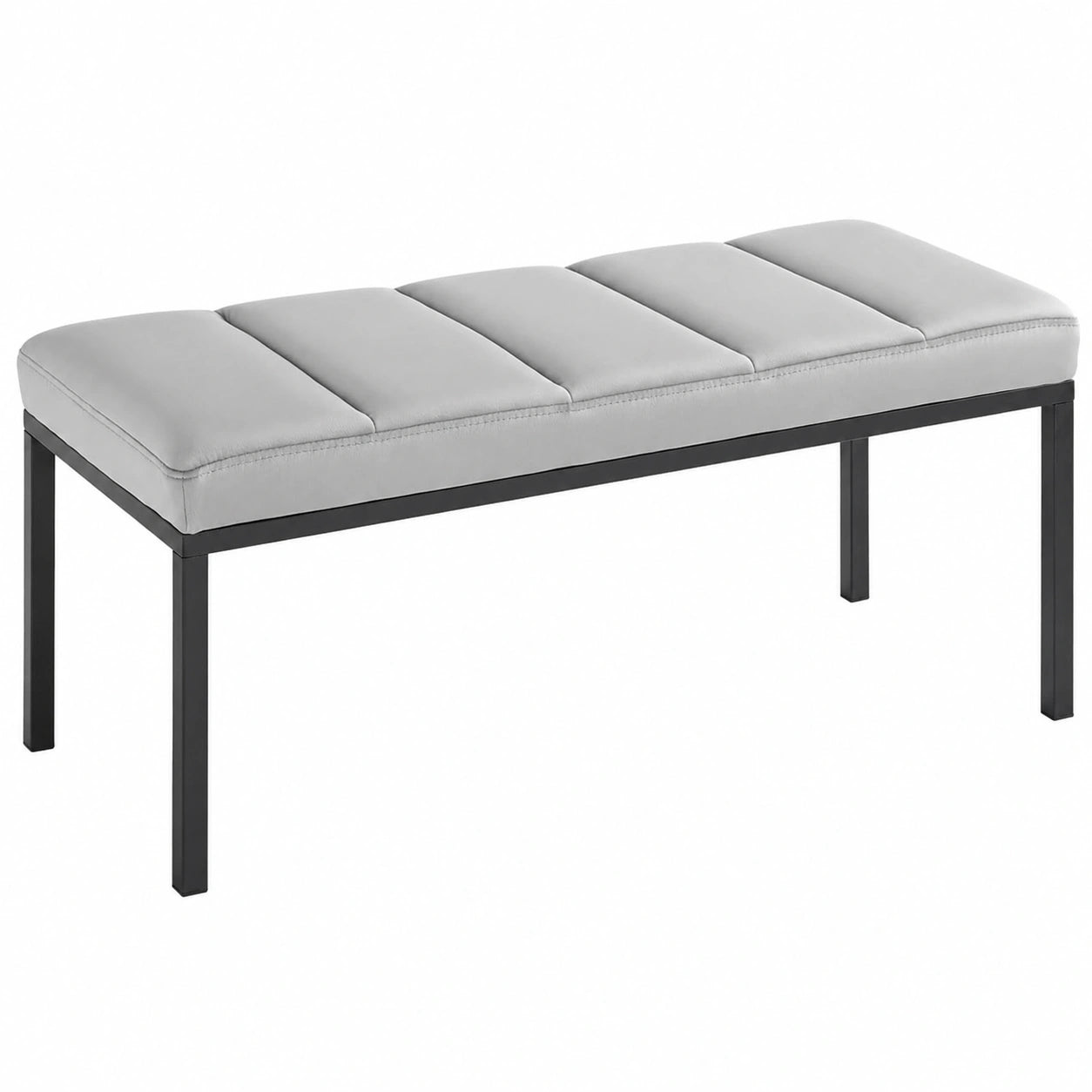 Design Sitzbank 80cm in Grau Samt mit Schwarzem Gestell für Flur und Esszimmer