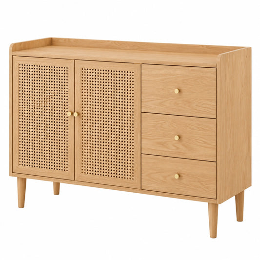 Massivholz Sideboard mit Schiebetüren - 120x40x90 cm Küchen- und Wohnzimmeraufbewahrung