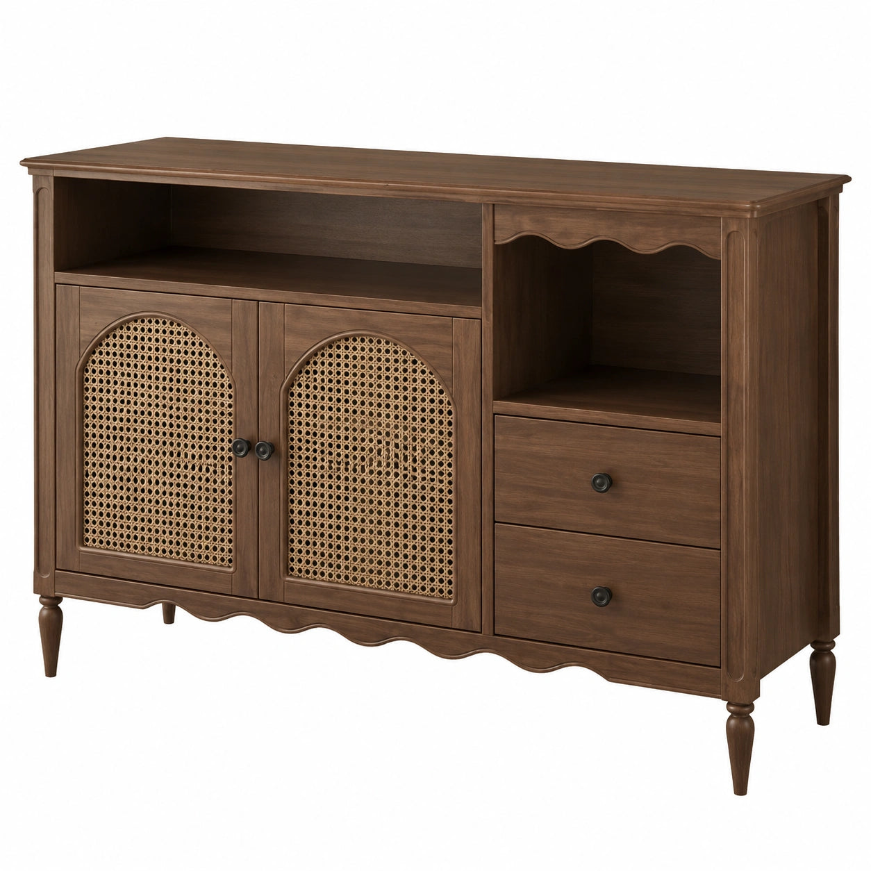 Massivholz Rattan Sideboard für Esszimmer und Wohnzimmer, Stauraum-Schrank, Veranda-Dekoration