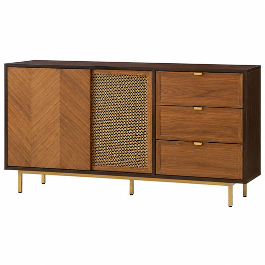 Nussbaum Sideboard Retro-Stil für Wohnzimmer & Café