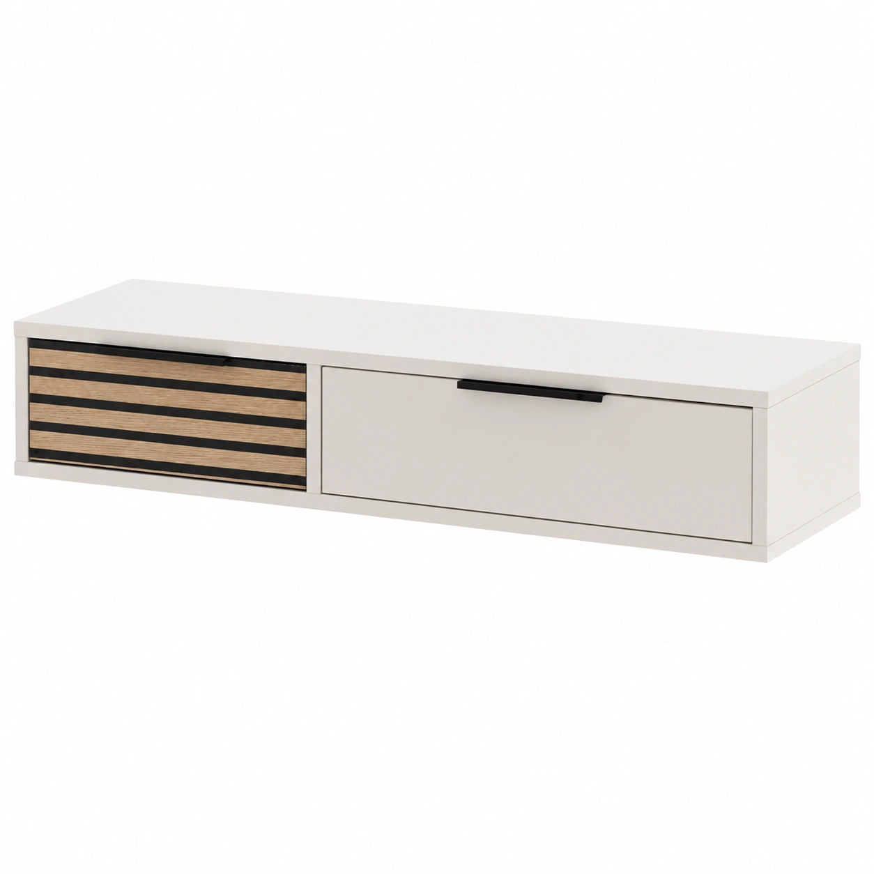 Schildmeyer Loft Konsolentisch in Mattweiß mit Akustikpaneel-Optik, 104x32x16 cm