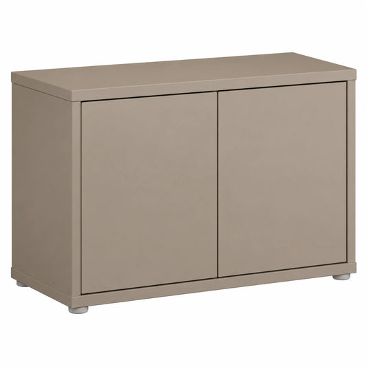 Moderne Sitzbank aus Holzwerkstoff, 2-türig, für Flur oder Schlafzimmer, in Taupe, 74,5 x 41,5 x 34,9 cm