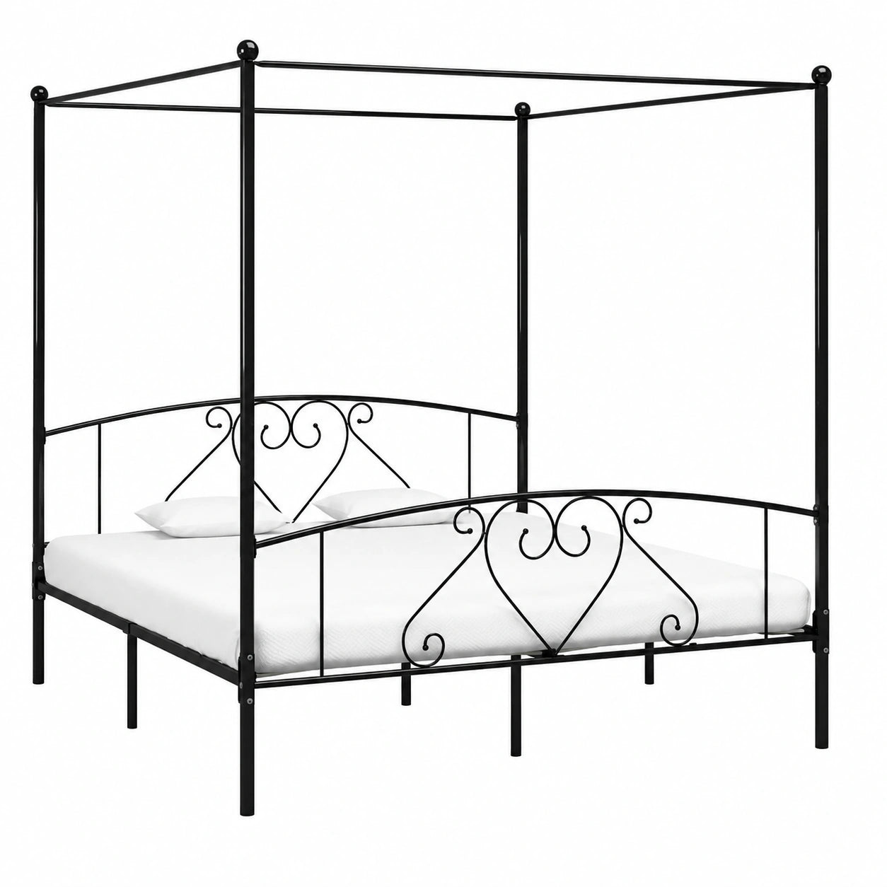 Schwarz Metall Bettgestell 180x200cm für Hotel & Studio, Multifunktional ohne Matratze