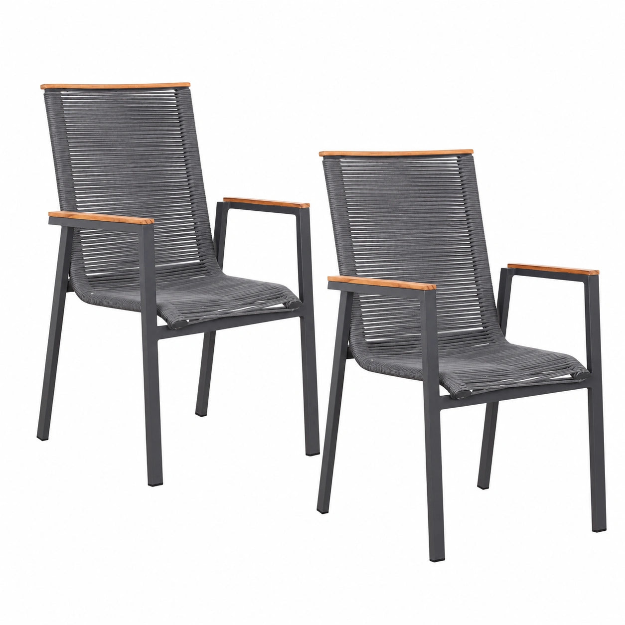 Alicante Esszimmerstuhl Set, Aluminium & Seilgeflecht, 2er-Pack